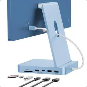 USB C HUB for iMac 24 inch 2021/2023/2024, PULWTOP USB Hub Adapter iMac Accessories for iMac M1/M3/M4 with USB C 10Gbps 3*USB A SD/TF, Docking Station Support Expand M.2 SSD (Not Included),Blue