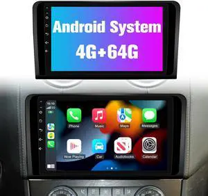Radio for ML: 4+64G Car Stereo with Bluetooth AM FM Apple Carplay for Mercedes Benz GL W164 X164 ML350 GL320, 9" Aftermarket Touch Screen Android System Head Unit Car Play Radio with Backup Camera GPS