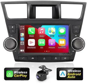 SizxNanv Android Touch Screen Compatible with Carplay Android Auto,Car Radio Stereo Bluetooth Navigation Multimedia Player GPS WiFi FM/AM Backup Camera Head Unit for Toyota Highlander 4GRAM64GROM