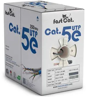 fast Cat. Cat5e Ethernet Cable 1000ft - 24 AWG, CMR, Insulated Bare Copper Wire Cat 5 ethernet Cable with FastReel - 350MHZ / Gigabit Speed UTP Cable Cat5e - CMR (Gray)