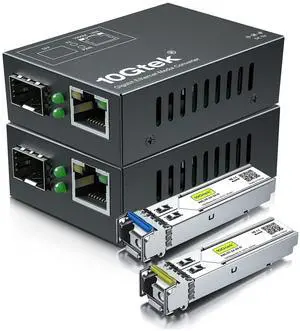 [Mini Size] a Pair of Gigabit Ethernet Bidi Media Converter, SingleMode Single LC Fiber to Ethernet RJ45 Converter for 10/100/1000Base-Tx to 1000Base-LX, UL Certified, 1310-nm, up to 20-km