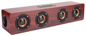 ciciglow Red Wood Grain Bluetooth Speaker, Portable Soundbar Speaker with 3W Subwoofer PC Phone Desktop Music Player