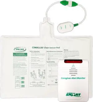 Smart Caregiver Chair Exit Alert with Wireless Pressure Sensing Pad - Instantly alerts Caregiver When They get up to Prevent Falls | Chair Pressure Sensor and Wireless Chair Alarm up to 300' Range