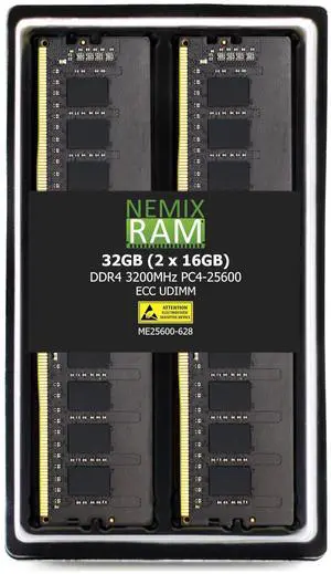 NEMIX RAM 32GB (2X16GB) DDR4 3200MHZ PC4-25600 2Rx8 1.2V CL22 288-PIN ECC Unbuffered UDIMM KIT