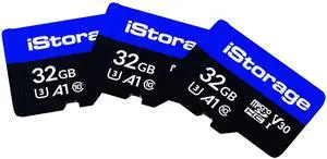 3 Pack iStorage microSD Card 32GB | Encrypt Data stored on iStorage microSD Cards Using datAshur SD USB Flash Drive | Compatible with datAshur SD Drives only