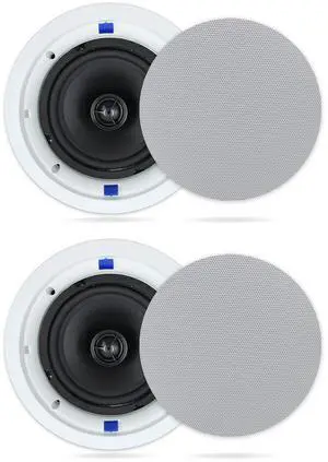 Herdio Passive Ceiling Speakers 6.5 Inch, 320W 2-Way Round Flush Mount Speakers, Easy to Install, Suitable for Home Theater Living Room Bathroom Office, (White, Pair)