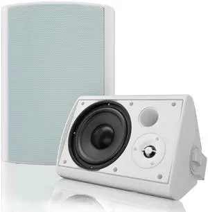 Herdio 6.5 Inches Indoor Outdoor Bluetooth Speakers Waterproof with Powerful Bass,Wall Mount Speakers Wired Weather Resistant for Patio Home Deck Porch Backyard 400 Watts(White)