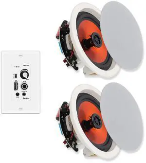 Herdio 6.5 Inch Ceiling Speakers Bluetooth (Pairs) 300 Watt Flush Mount in Wall Amplifier Receiver Suitable for Indoor Home & Covered Outdoor Porch