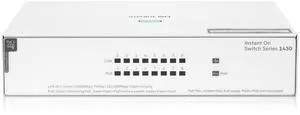 HPE Networking Instant On Switch Series 1430 8-Port Gb Unmanaged Layer 2 Ethernet Switch with PoE | 8X 1G | 8X CL4 PoE (64W) | Fan-Less | US Cord (R8R46A#ABA)