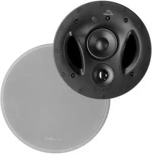 Polk Audio 70-RT 3-Way in-Ceiling Speaker (2.5 Driver, 7 Sub) - The Vanishing Series | Power Port | Paintable Grille | Dual Band-Pass Bass Ports White