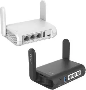 GL.iNet GL-SFT1200 (Opal) Secure Travel WiFi Router & GL.iNet GL-AXT1800 (Slate AX) Pocket-Sized Wi-Fi 6 Gigabit Travel Router