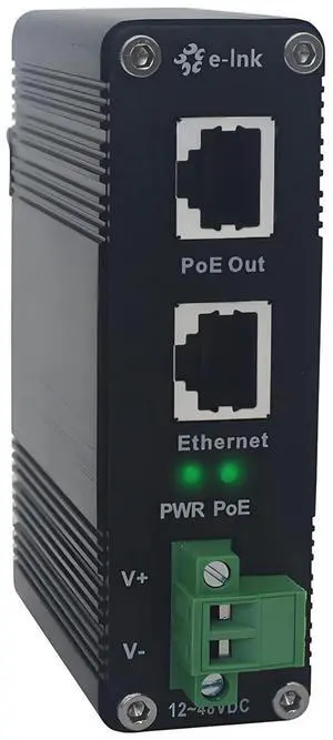 PoE Injector - Industrial Gigabit PoE+ Injector IEEE802.3 at 30W Hardened POE Adapter with 12-48V DC Input DIN- Rail, Wall Mount