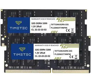 Timetec 64GB KIT(2x32GB) DDR4 3200MHz PC4-25600 Non-ECC Unbuffered 1.2V CL22 2Rx8 Dual Rank 260 Pin SODIMM Compatible with AMD and Intel Gaming Laptop Notebook PC Computer Memory RAM Module Upgrade