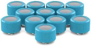 PrimoChill 16mm OD Rigid SX Fitting - 12 Pack - Sky Blue