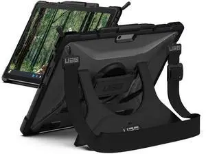 URBAN ARMOR GEAR UAG Designed for Microsoft Surface Pro 11/10/9 Case with Built-in Kickstand Hand & Shoulder Strap Pen Holder Compatible with Type Cover Keyboard Rugged Protective Cover, Plasma Ice