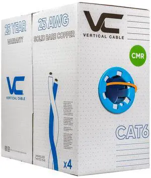 Vertical Cable Cat6, 550 MHz, UTP, 23AWG, Solid Bare Copper,1000ft, Bulk Ethernet Cable - 060 Series, Orange