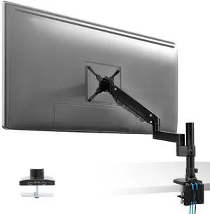 Mount-It! Ultrawide Monitor Arm, Heavy Duty 34 Inch Monitor Desk Mount for Screens up to 35 Inch and 33 Lbs, Vesa 100x100 Compatible, Height Adjustable Gas Spring Arm with 2 USB 3.0 and Audio Ports