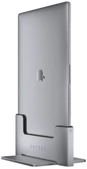 Brydge Space-Saving Laptop Stand | Vertical Docking Station | Compatible with 13-inch MacBook Air (2021-2018) | 2 x Thunderbolt 3 Ports | (Space Gray)