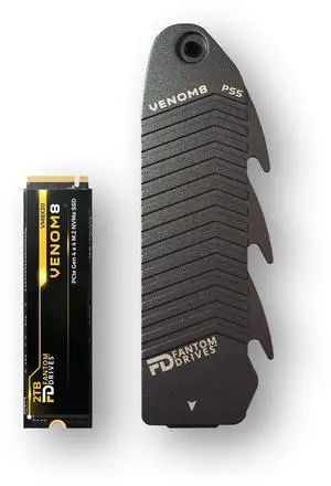 Fantom Drives - VENOM8 2TB NVMe Gen 4 M.2 Internal SSD - PS5 Memory Upgrade 3D NAND TLC  DDR4 DRAM Cache - 7400MB/s Solid State Drive w/ Heatsink (VM8X20-PS5)