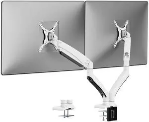 SIIG Dual Monitor Desk Mount, 17" to 35", USB 3.0 and Audio Extend Ports, Fits Two Flat/Curved Monitors, Load Bearing 33 lbs max Each, VESA 75x75 100x100, C-Clamp and Grommet Base (CE-MT3211-S1)