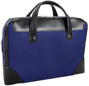 McKLEIN 17" Nylon Dual Compartment Laptop Briefcase- HARPSWELL- Navy