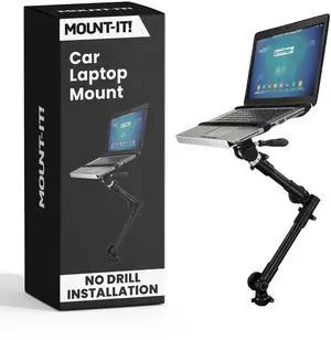 Mount-It! Car Laptop Mount | No-Drill Laptop Vehicle Mount for Truck & Van Use at Front Passenger Seat | Adjustable Height Fits 12-15.4 Inch Screens, 9 Lbs Capacity, Full Motion and Lockable Joints