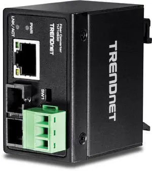 TRENDnet Hardened Industrial 100Base-FX Single-Mode SC Fiber Converter, (30 km, 18.6 Miles), IP40 Rated Housing, TI-F10S30,Lifetime Protection,Black