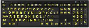 Logickeyboard XL Print nero Pc slim line yellow on black keyboard compatible with Windows XP, Vista, 7 - 10 -Part: LKBU-LPYB-BJPU-US