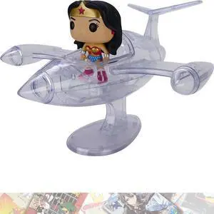 Funko W o n d e r W o m a n w/The Invisible Jet: P o p ! Rides Vinyl Figurine Bundle with 1 Comics Theme Compatible Trading Card (016 - 07180)