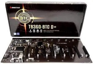 Biostar TB360-BTC D+ (Intel 8th and 9th Gen) LGA1151 SODIMM DDR4 8 GPU Support GPU Mining Motherboard. Requires CPU with IGFX and Server Power Supply.