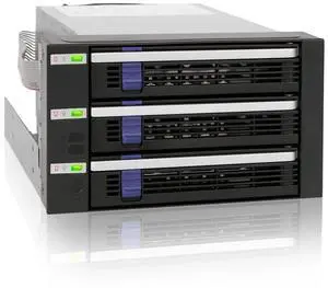 ICY DOCK 3 Bay 2.5/ 3.5in SATA/SAS Hard Drive SSD Hot Swap Backplane Enclosure in 2X 5.25 Bay | FatCage MB153SP-B