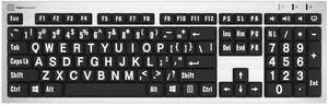 Logickeyboard 'Slimline' with Large Print  White Letters on Black Keys  Made for Windows PC  Including LogicLight Lamp  p/n LKBU-LPRNTWB-AJPU-US