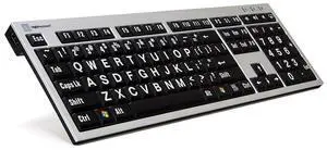 Logickeyboard XL Print PC slim line white on black keyboard compatible with Windows 2000, XP, Vista, 7/8 -Part: LKBU-LPRNTWB-AJPU-US