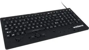 WetKeys "Rugged-Point Industrial-Grade Heavy-Duty Full-Size Washable Keyboard with Track-Pointer and ON/Off Switch (USB) (Black) | KBWKRC105SPi-BK