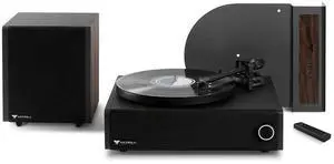 Victrola V1 Music System  with Built-in Record Player, Stereo Soundbar, Powered Wireless 6.5" Subwoofer and 5.0 Bluetooth Streaming, Supports 33-1/3 and 45 RPM Vinyl Records (Espresso)