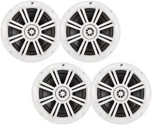 KICKER White OEM Replacement Marine 6.5" 4-Ohm Coaxial Speaker Bundle - 4 Speakers