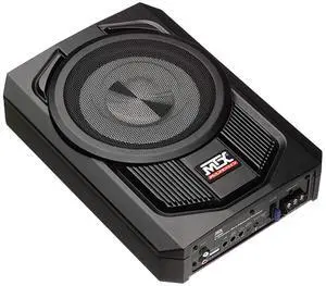 MTX TN8MS Terminator 8 Inch Micro Compact Amplified Subwoofer Enclosure for Small Vehicles with Class A/B Amplifier, Variable Bass Boost, External Bass Control, and Smart Engage Auto Turn On Circuitry