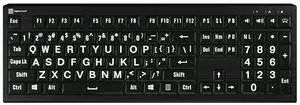 Logickeyboard 'Astra2' with Large Print  Backlit White Letters on Black Keys  Made for Windows PC  p/n LKB-LPWB-A2PC-US