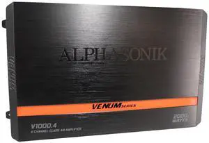 Alphasonik V1000.4 Venum Series 2000 Watts Max 4-Channel Car Amp with Power Plant Chip 4-Way Protection Circuitry Multi-Channel Bridgeable Class A/B with Low Level Outputs & Selectable Input Switch