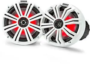Kicker 8" White Marine LED Speakers - 1-Pair of OEM Replacement Speakers