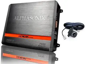 Alphasonik V1200.1D Venum Series 2400 Watts Max Monoblock Car Amp with Power Plant Chip 4-Way Protection Circuitry 1-Channel Subwoofer Class-D Amplifier with Remote Bass Boost Control Knob Included