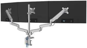 Mount-It! Triple Monitor Mount with USB and Audio Ports, 3 Monitor Desk Mount, Balanced Height Adjustable Triple Display Stand for Three Computer Screens 24 27 30 32 Inch VESA Screens, Gaming, Office
