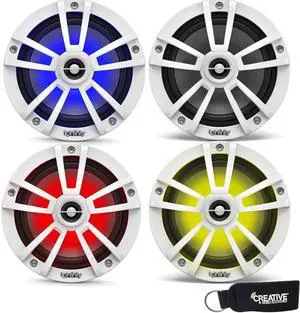 Infinity Marine Bundle - Two Pairs of Infinity 622MLW Marine 6.5 Inch RGB LED Coaxial Speakers - White