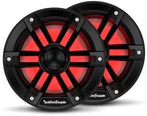 Rockford Fosgate M1-65B Color Optix 6.5 2-Way Coaxial Multicolor LED Lighted Marine Speakers - Black (Pair)