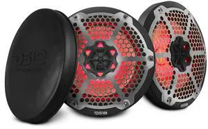 DS18 NXL-8M/BK - 2-Way Car Speaker with Integrated Built-in Tweeter & RGB Lights, High-End Mesh Grill Coaxial Speaker, 375 Watts RMS, Car Audio Water Resistant Speakers - 8 Inches, Pair