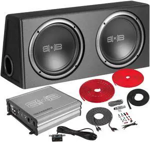 BELVA BPKG210v2 1000W Dual 10" Car Subwoofer with Ported Enclosure, Monoblock Amplifier, Wiring Kit and Remote Bass Knob