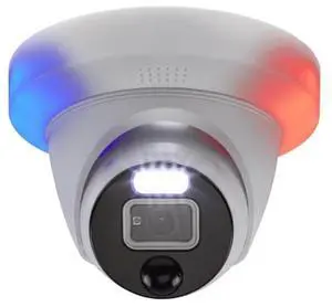Swann Add-On NVR Flashing Light Dome Security Camera with Sensor Spotlight, 4K Ultra HD Surveillance, Outdoor & Indoor Design, True Detect Heat, Motion Detection, Siren