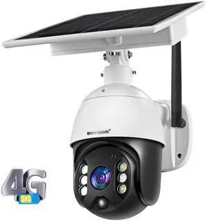 BOAVISION Wireless Security Camera Outdoor with Cellular 4G Network Solar Battery, Home Video Surveillance System, PIR Radar Motion Detection, Full-Color Night Vision 2-Way Audio, Pan Tilt, IP65