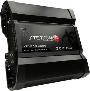 Stetsom Vulcan 3000 1 Ohm Car Amplifier, Mono Full Range 3000.1 3K Watts RMS, 1 Stable Car Audio, HD Sound Quality, Crossover & Bass Boost, Car Stereo Speaker Subwoofer MD, Smart Coolers