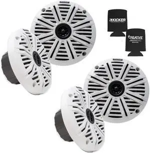 Kicker 6.5" Marine Speakers (2 Pair) White Salt Water Grills OEM Replacement Speakers